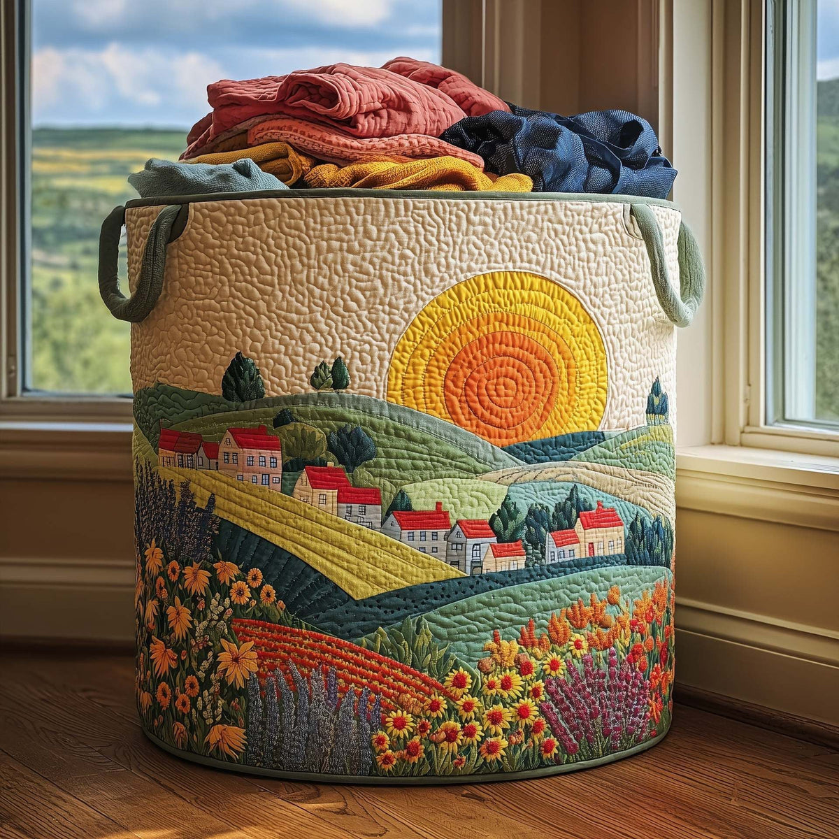 P|H - Golden Village Quilted Laundry Basket Janet