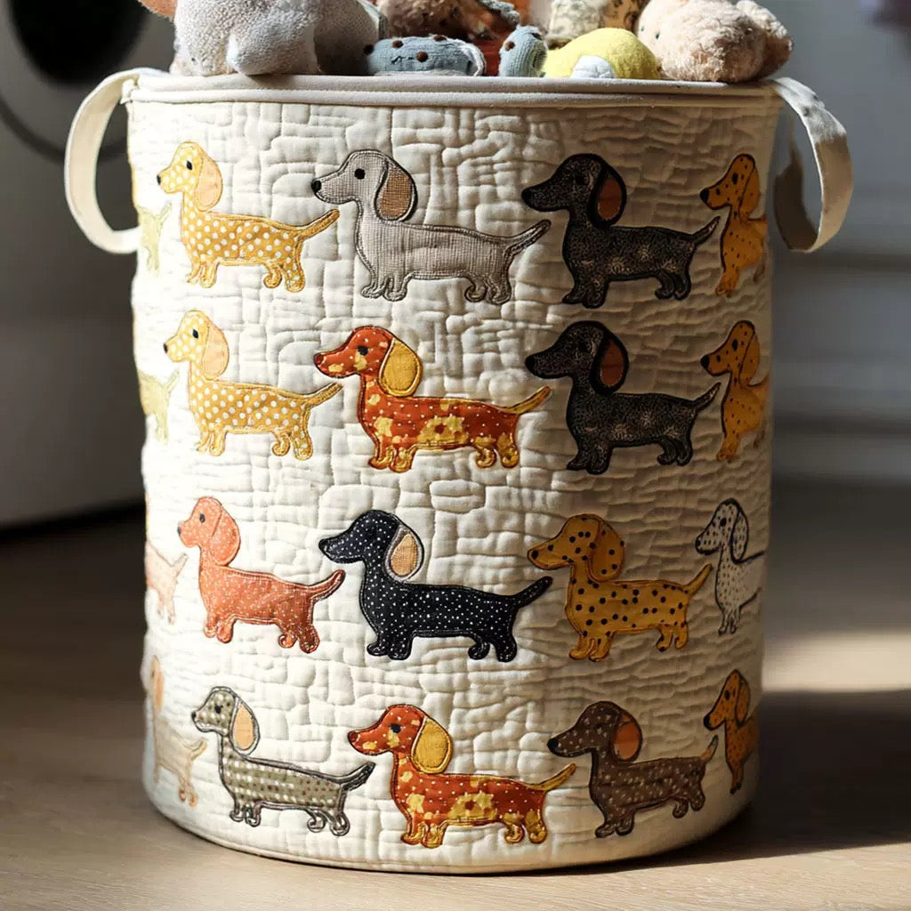 P|H - Dachshund Parade Quilted Laundry Basket Dorothy