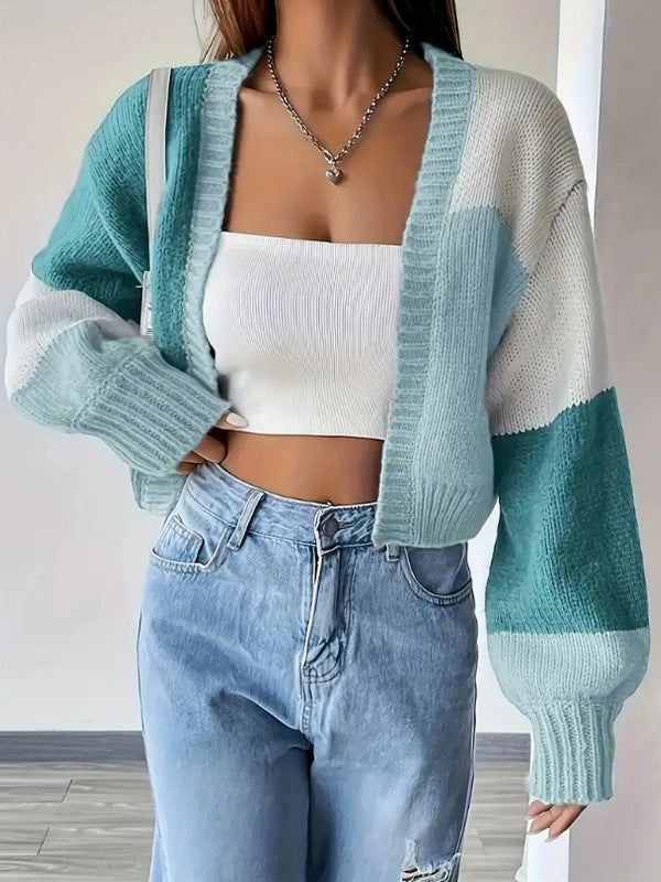 P|H - Cropped Colorblock Knit Cardigan Marilyn