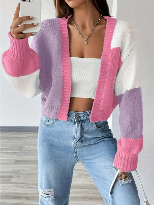 P|H - Cropped Colorblock Knit Cardigan Marilyn