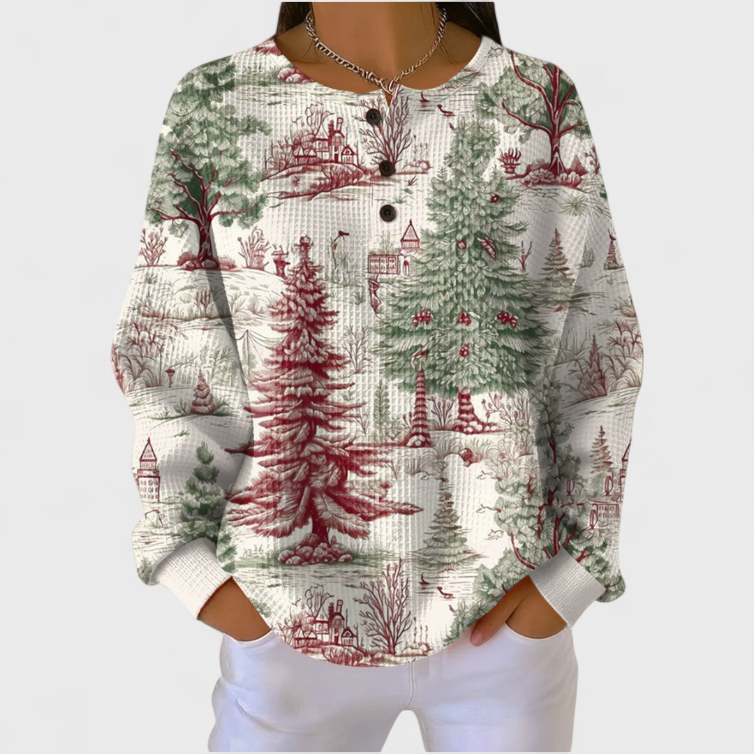 P|H - Winter Village Waffle Henley Marilyn