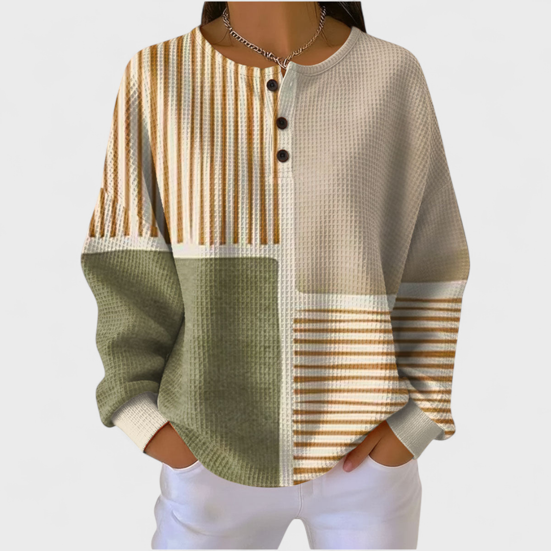 P|H - Sage Patchwork Waffle Henley Theresa
