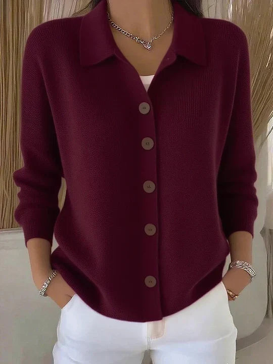 P|H - Fold-Over Collar Knit Cardigan Sandra