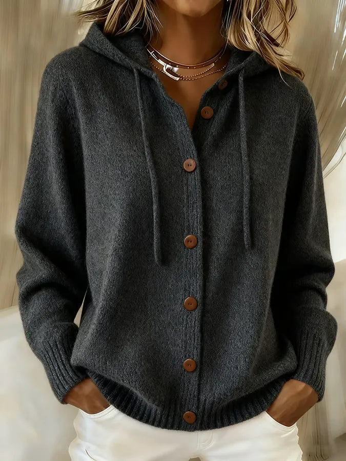 P|H - Cozy Hooded Button Cardigan Grace