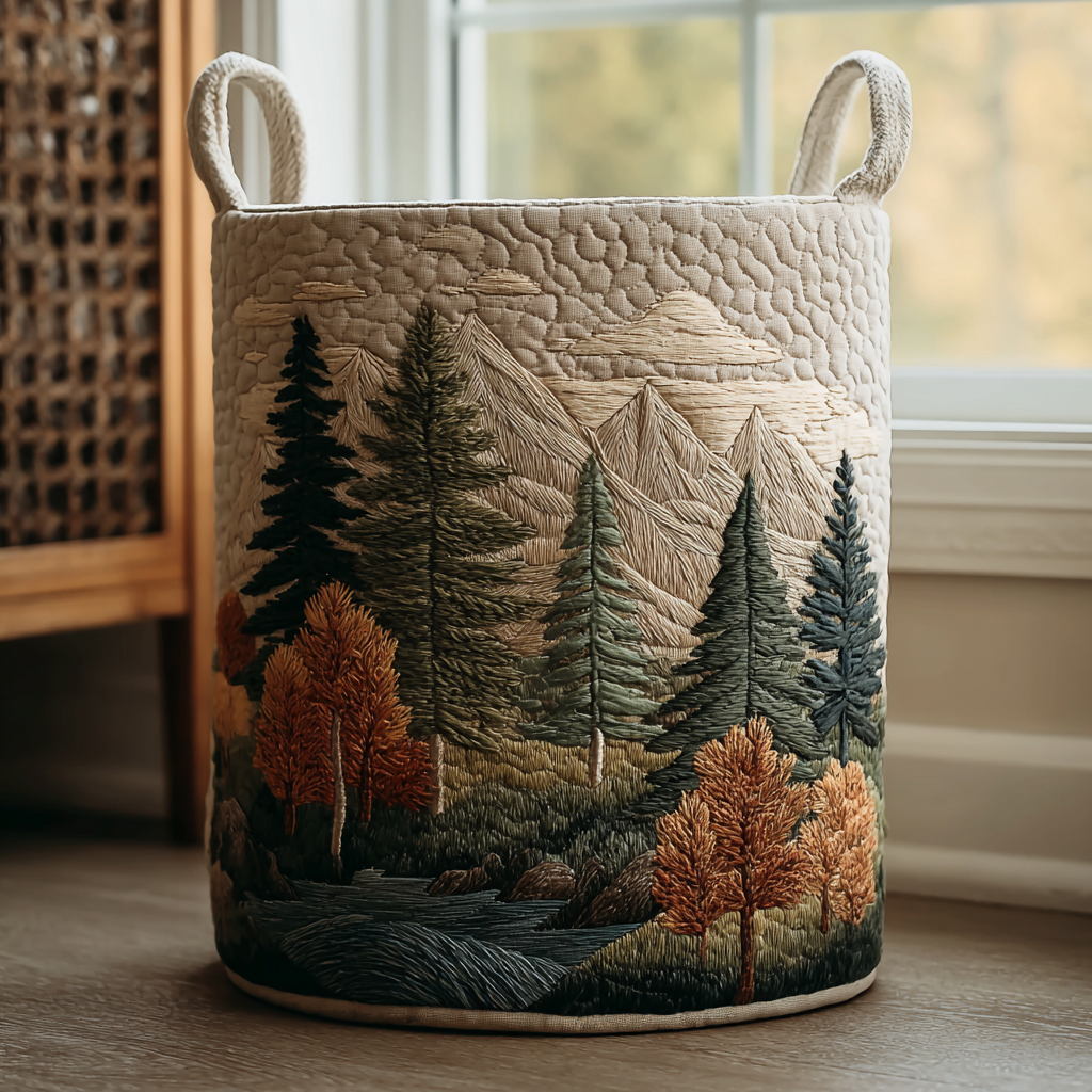 P|H - Pine Forest Quilted Laundry Basket Sharon