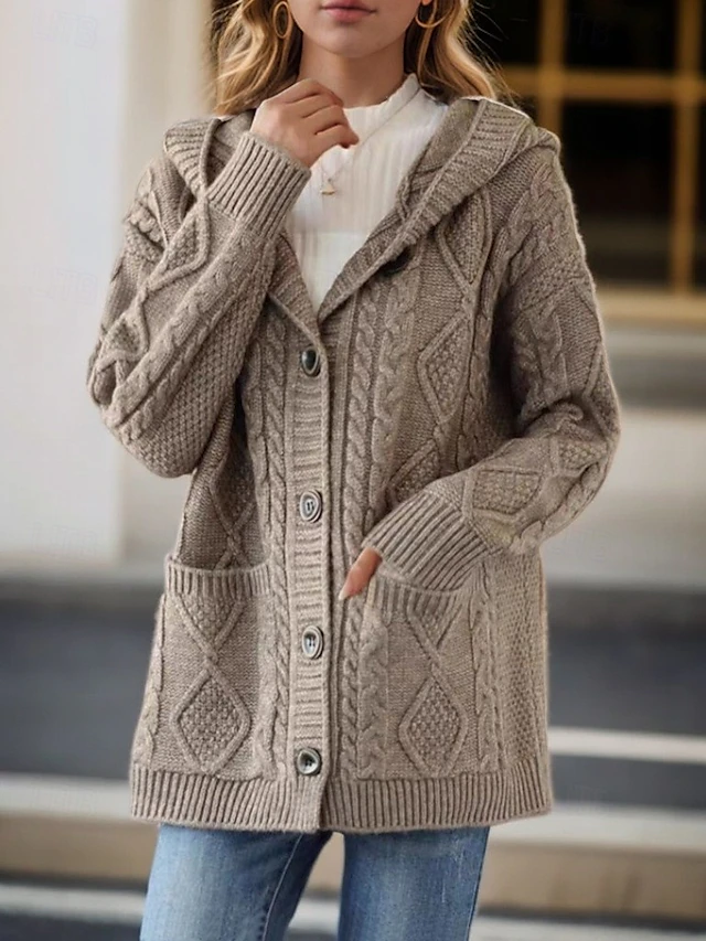 P|H - Cable Knit Hooded Cardigan Eleanor