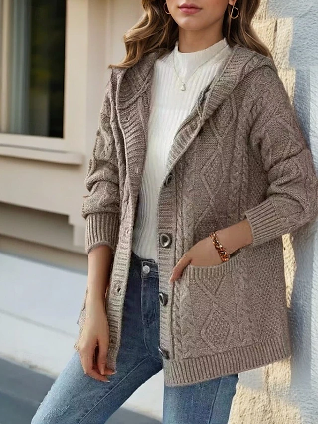 P|H - Cable Knit Hooded Cardigan Eleanor