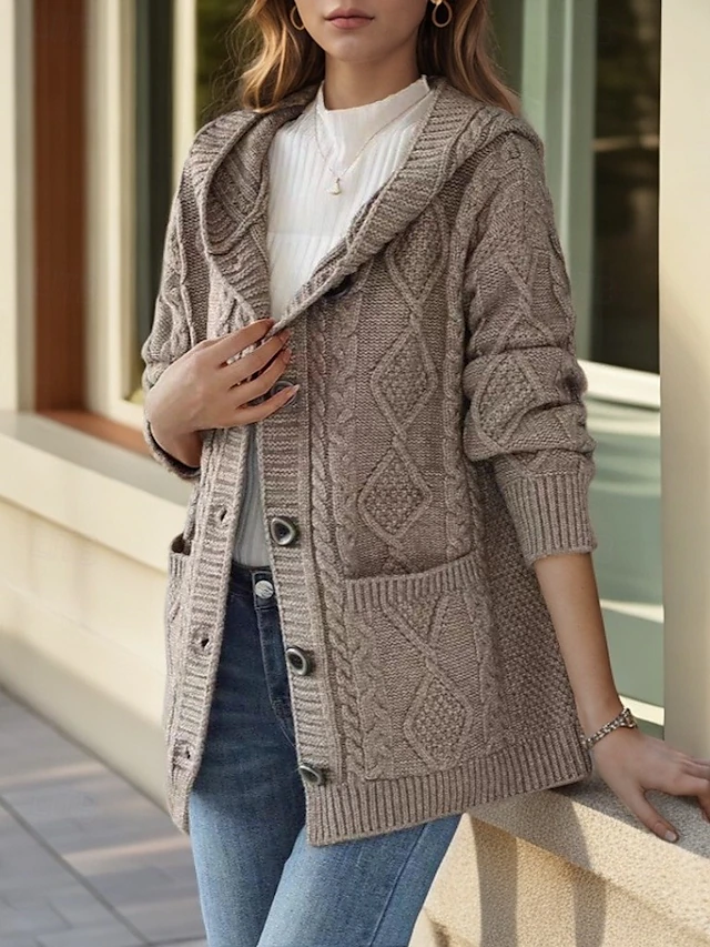 P|H - Cable Knit Hooded Cardigan Eleanor