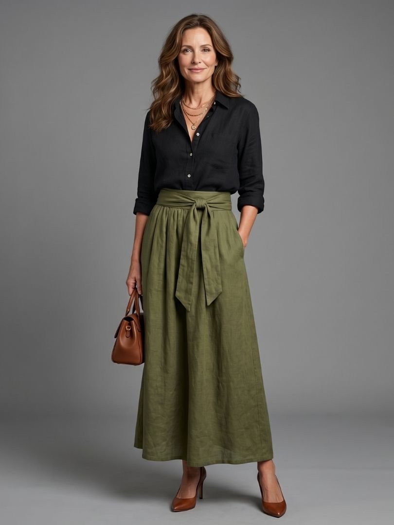 P|H - Two-Piece Blouse & Midi Skirt Set Vera
