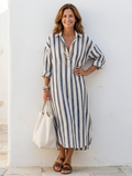 P|H - Long Sleeve Striped Midi Shirt Dress Naomi
