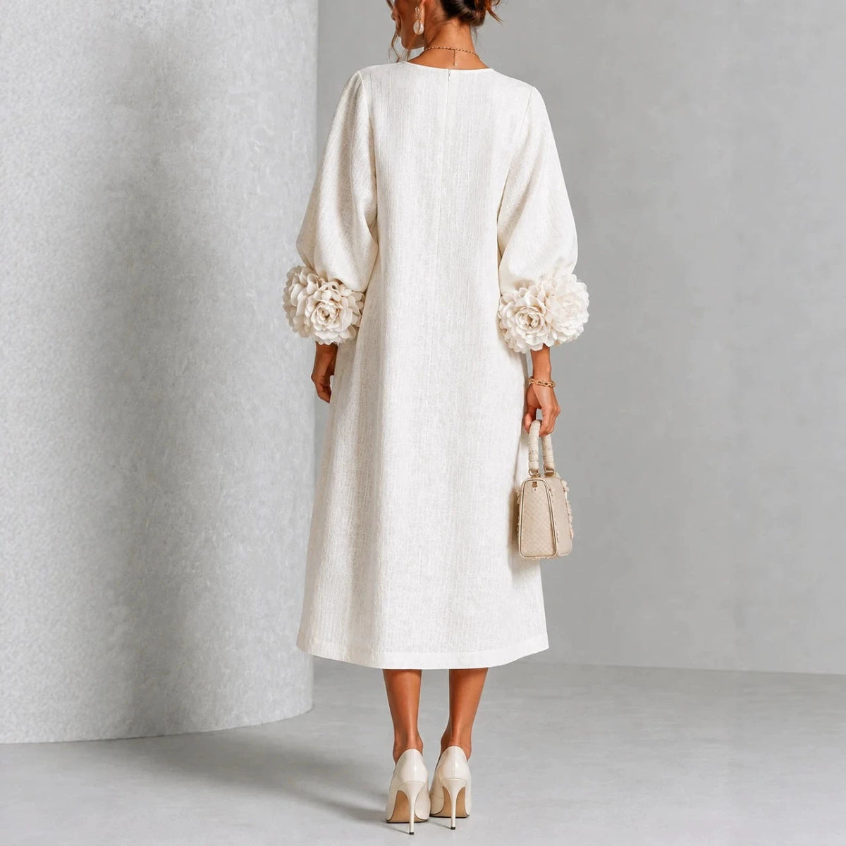P|H - Relaxed Rosette Cuff Midi Dress Catherine