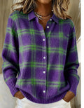 P|H - Plum Green Plaid Cardigan Barbara