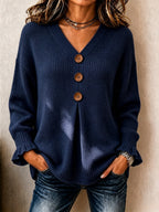 P|H - Buttoned V-Neck Knit Sweater Dorothy
