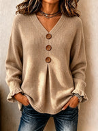 P|H - Buttoned V-Neck Knit Sweater Dorothy