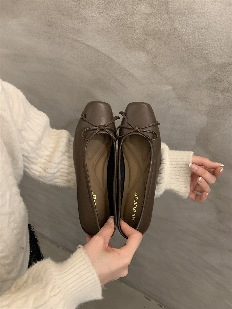 P|H - Square-Toe Bow Ballet Flats for Women Marion