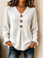 P|H - Buttoned V-Neck Knit Sweater Dorothy