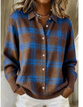 P|H - Brown Blue Check Cardigan Dorothy