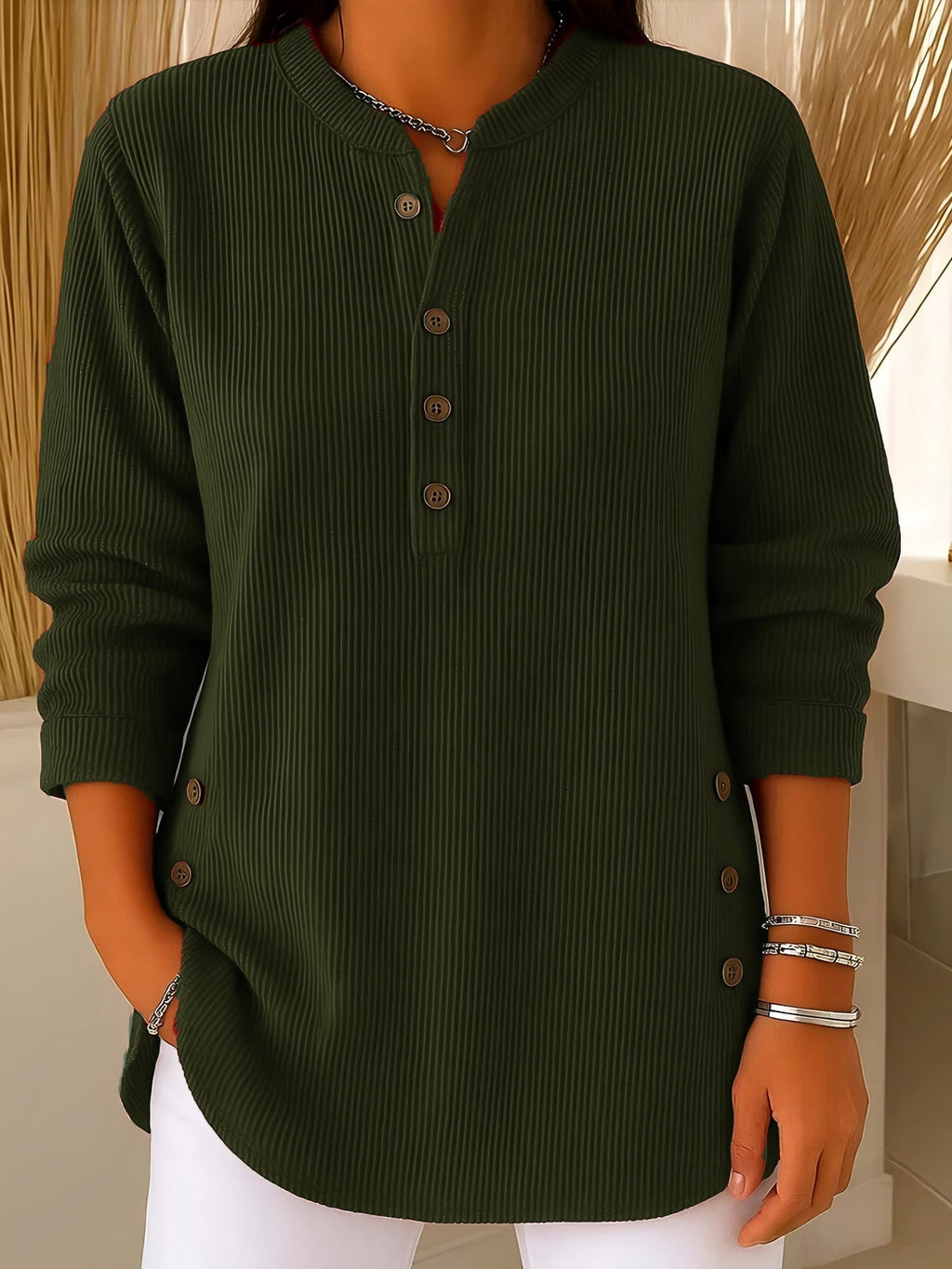 P|H - Ribbed Button Henley Tunic Carol