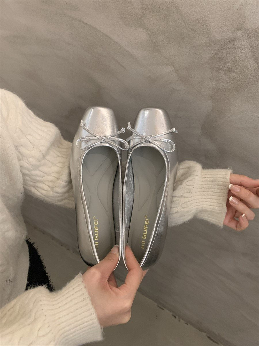 P|H - Square-Toe Bow Ballet Flats for Women Marion