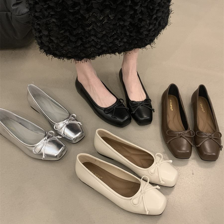 P|H - Square-Toe Bow Ballet Flats for Women Marion