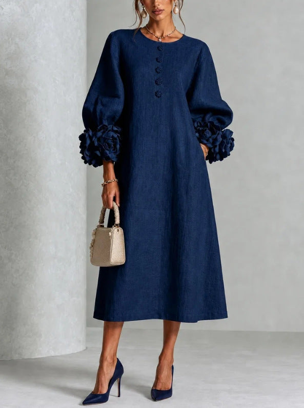 P|H - Relaxed Rosette Cuff Midi Dress Catherine