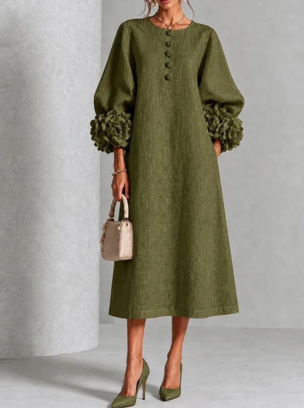 P|H - Relaxed Rosette Cuff Midi Dress Catherine