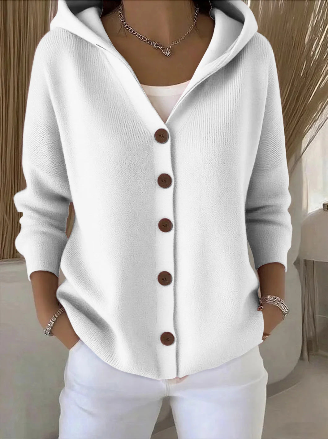 P|H - Hooded Button-Up Knit Cardigan Janet
