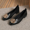 P|H - Gold-Medallion Square-Toe Flats Ruth