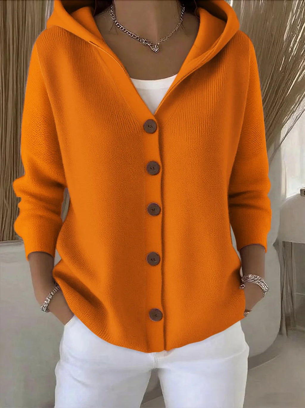 P|H - Hooded Button-Up Knit Cardigan Janet