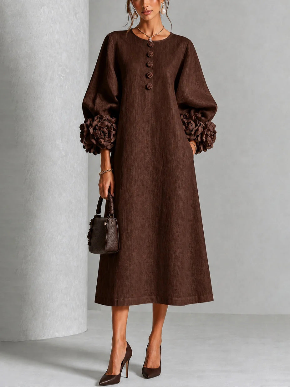P|H - Relaxed Rosette Cuff Midi Dress Catherine