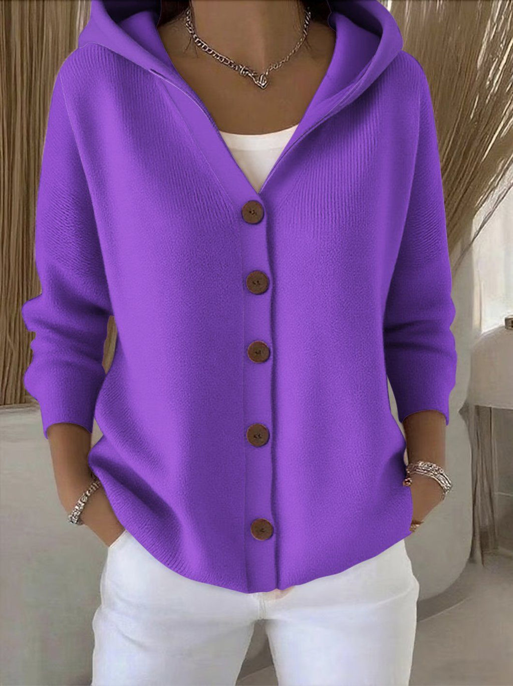 P|H - Hooded Button-Up Knit Cardigan Janet