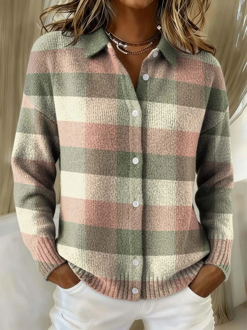 P|H - Soft Pastel Plaid Cardigan Deborah