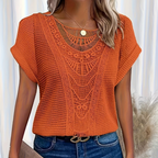 P|H - Crochet Trim Waffle Knit Top Sharon