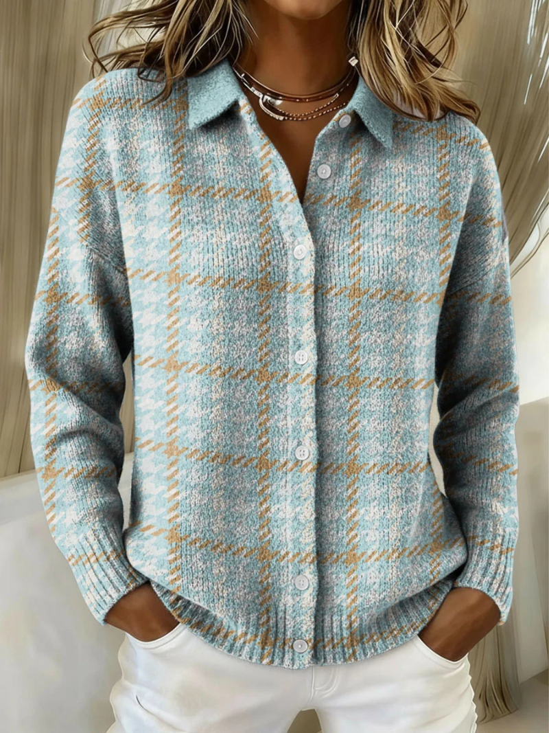 P|H - Sky Windowpane Knit Cardigan Judith