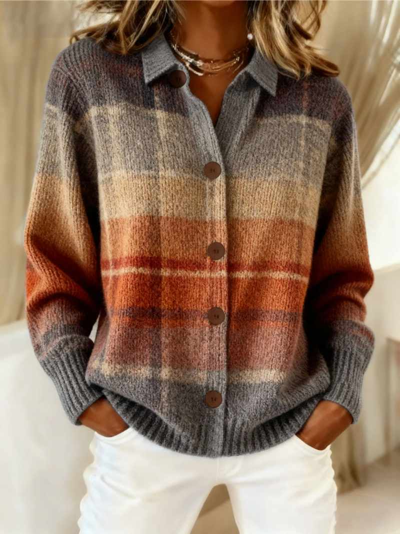 P|H - Autumn Ombre Plaid Cardigan Margaret