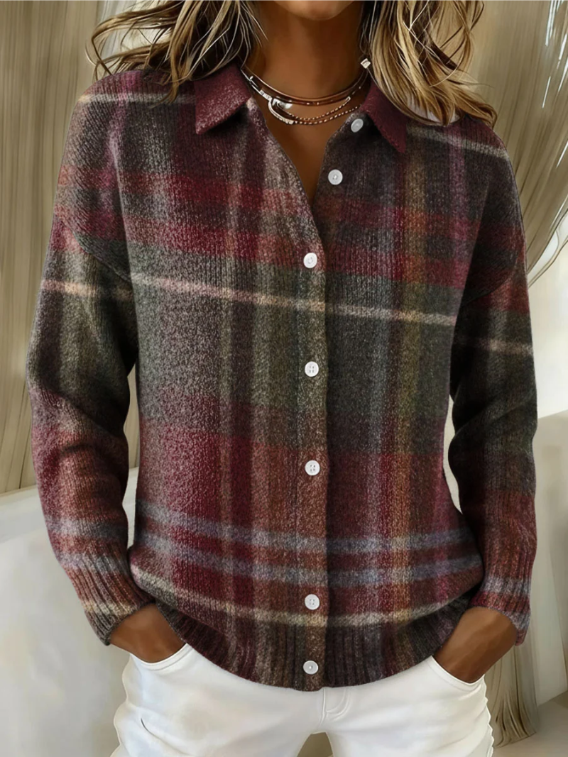 P|H - Classic Burgundy Plaid Cardigan Theresa