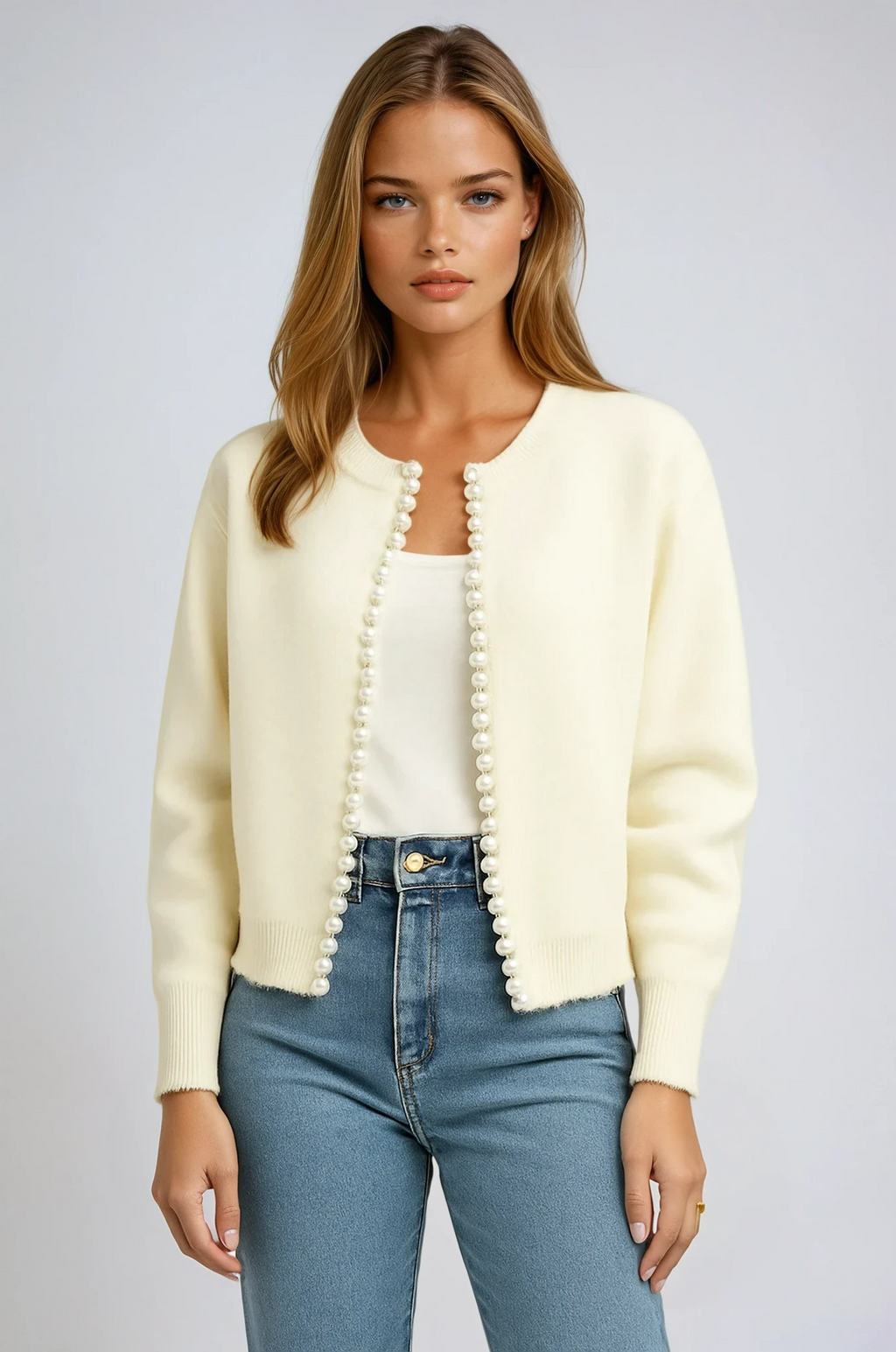 P|H - Pearl Scallop Knit Cardigan Donna