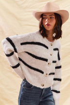P|H - Breton Stripe Mohair Cardigan Rose