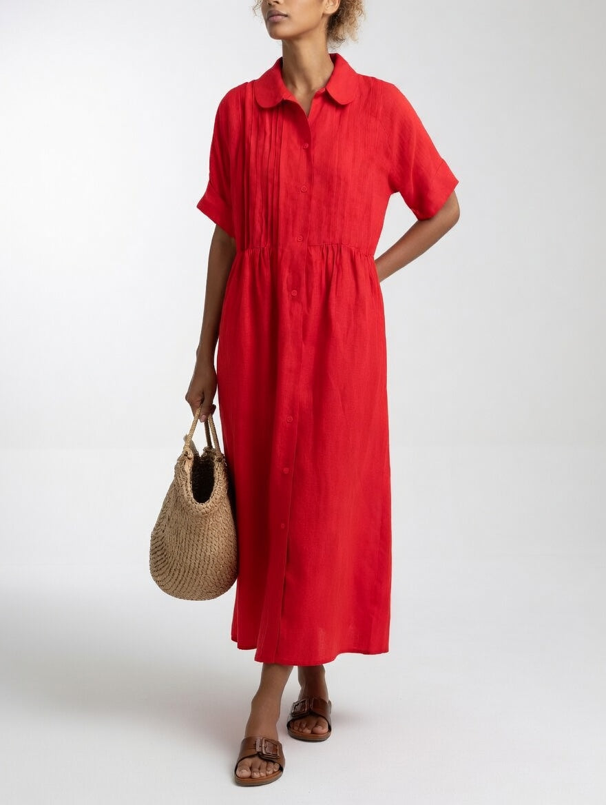P|H - Flowing Button-Front Shirt Dress Linda