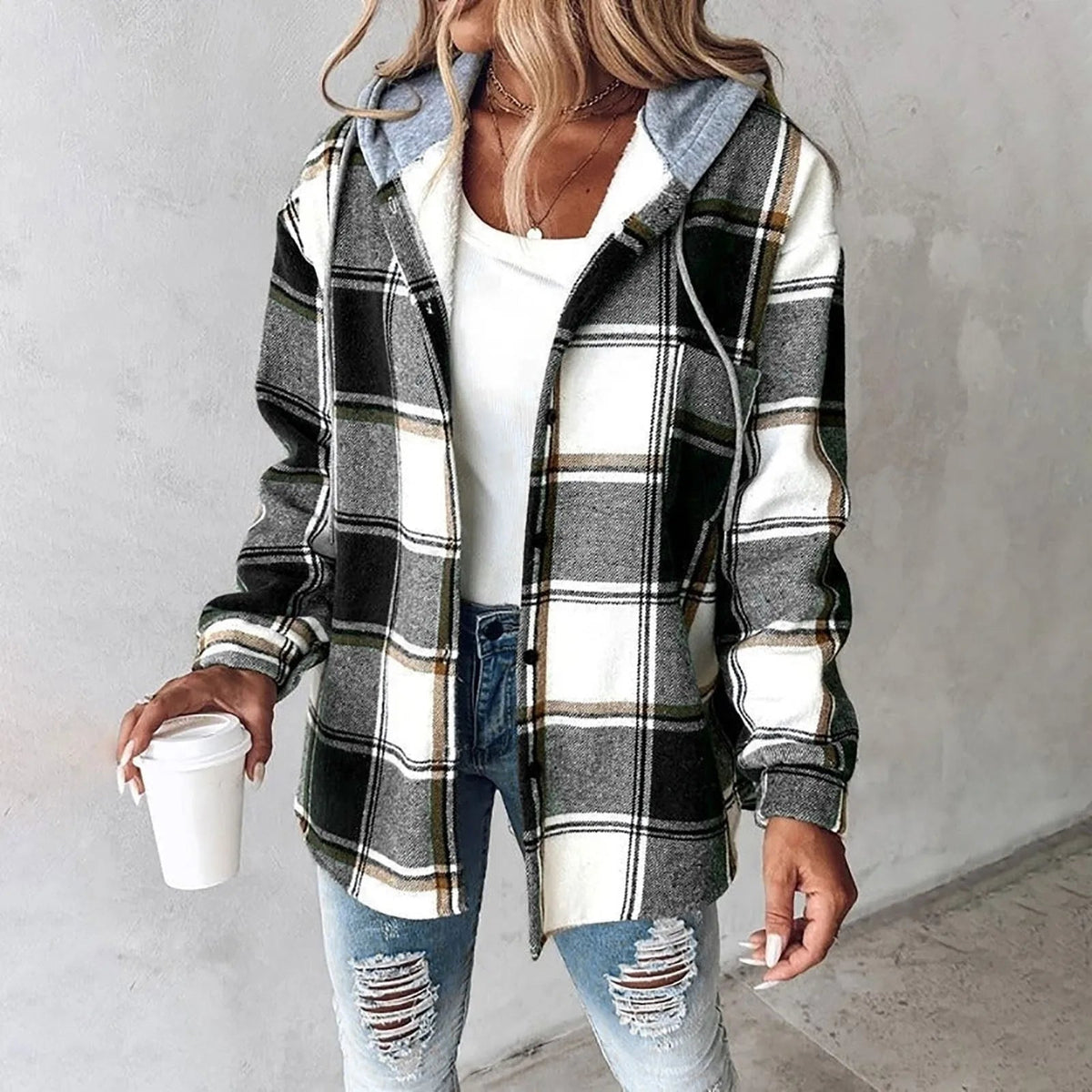 P|H - Hooded Plaid Shirt Jacket Carol