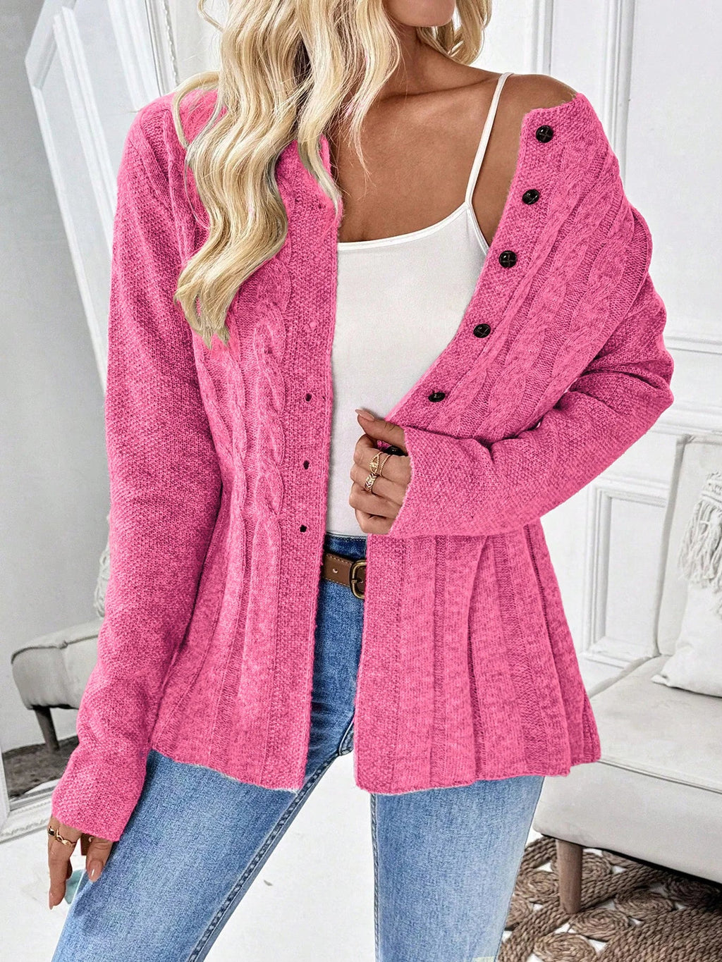 P|H - Cinched Waist Cable Cardigan Maureen