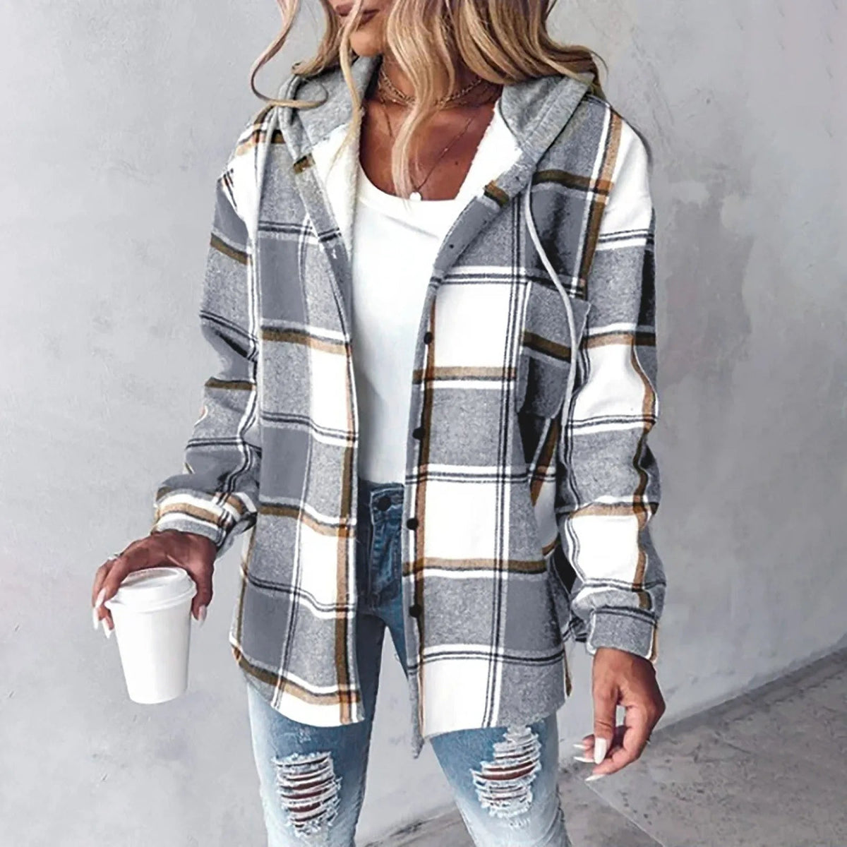 P|H - Hooded Plaid Shirt Jacket Carol