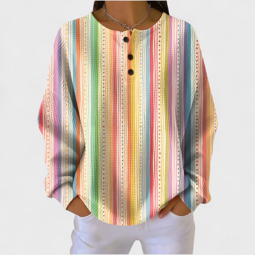 P|H - Rainbow Stripe Waffle Henley Margaret