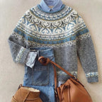 P|H - Scroll Pattern Yoke Knit Sweater Janet