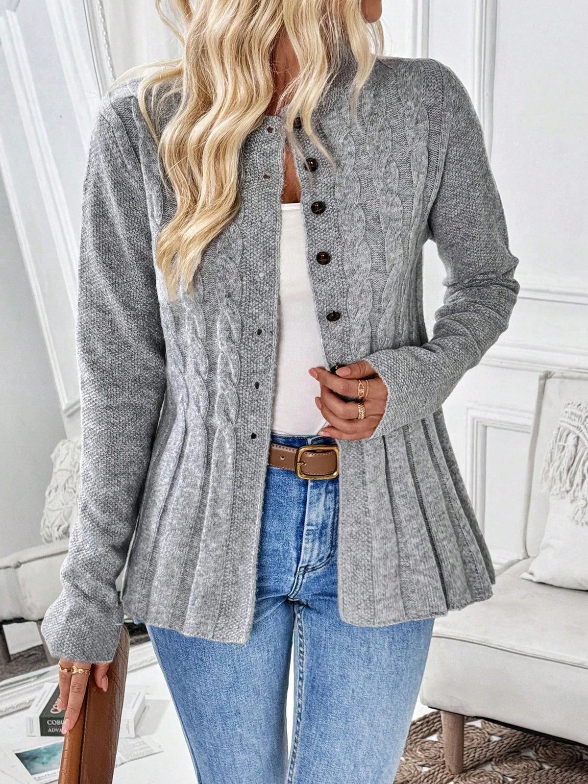 P|H - Cinched Waist Cable Cardigan Maureen