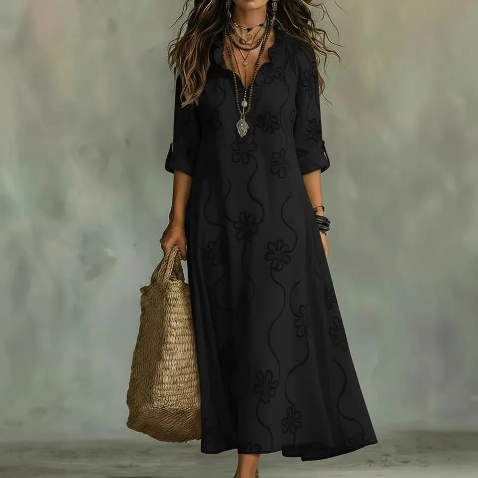 P|H - Embroidered Ruffle Maxi Dress Catherine