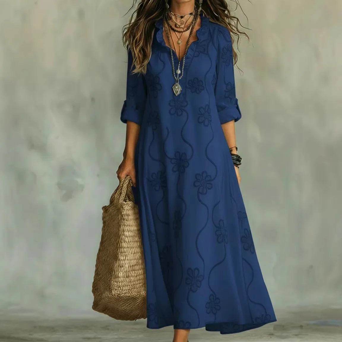 P|H - Embroidered Ruffle Maxi Dress Catherine