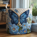 P|H - Blue Butterfly Quilted Laundry Basket Cynthia