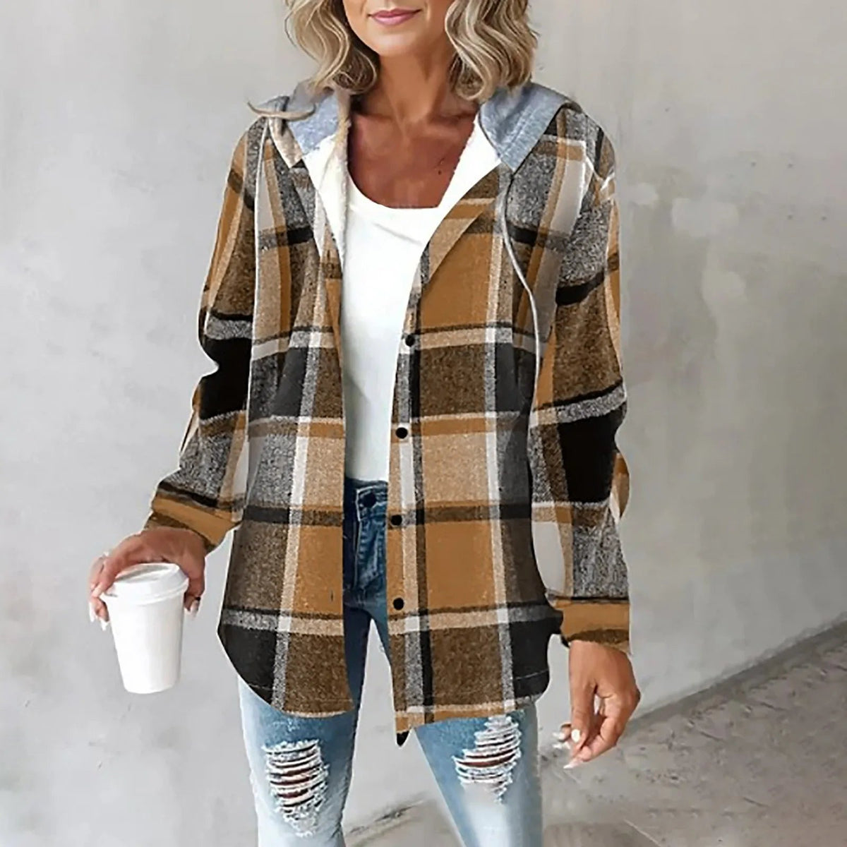 P|H - Hooded Plaid Shirt Jacket Carol