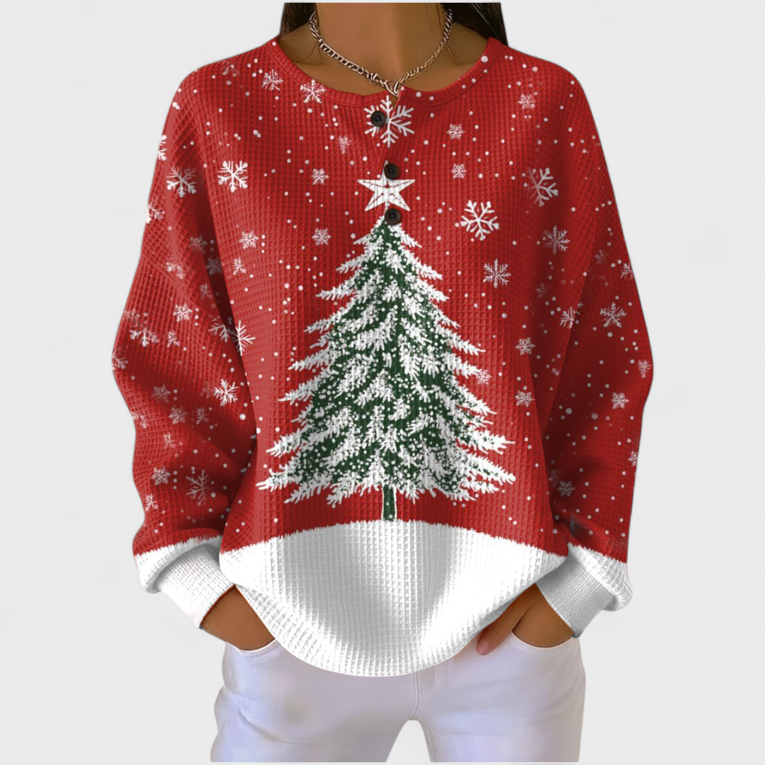 P|H - Festive Tree Waffle Henley Carol